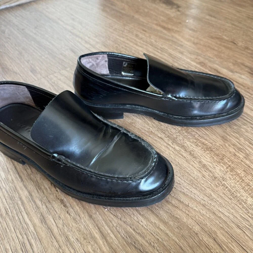 By Far Rafael Semi Patent Black Leather Loafers 38 / US 8​​​